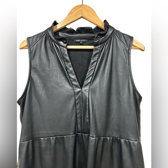 Dear John Medium Helena Sleeveless Dress Black Vegan Leather V Neck Whimsygoth - Picture 4 of 8